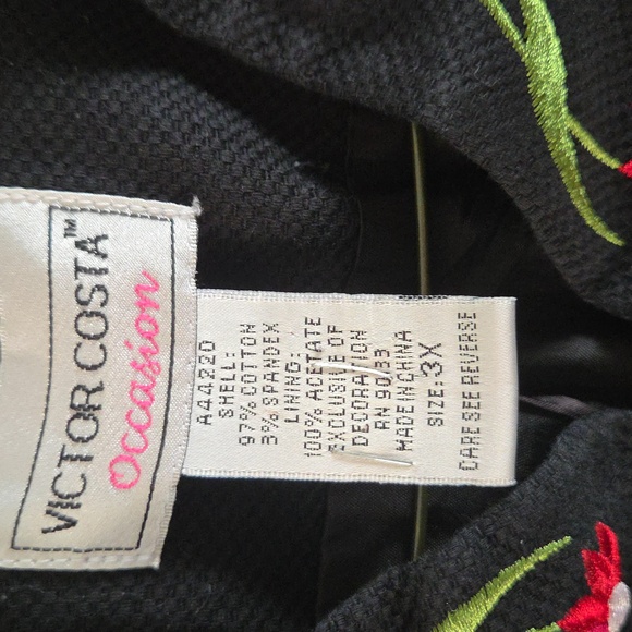 Victor Costa Black Cardigan with Floral Embroidery - Picture 3 of 6